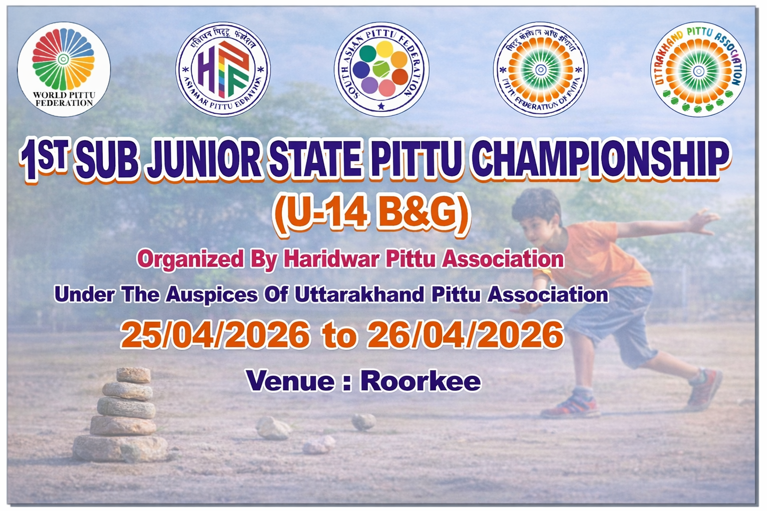 Regardig 1st Sub Junior State Pittu Championship (U - 14 Boys & Girls)